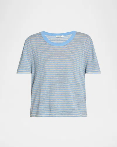 THE ROW JANSU STRIPED SHORT-SLEEVE COTTON-CASHMERE TOP