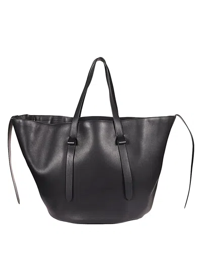 The Row Jasper Leather Tote Bag In Black