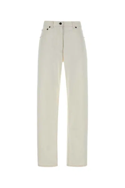 The Row Denim Burty Trousers With Pockets And Loops In Neutral