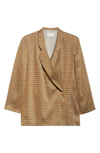 The Row Jeremiah Checked Linen-blend Jacket In Orange Linen/white