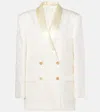The Row Jerome Floral Jacquard Double-breasted Satin-lapel Jacket In Weiss
