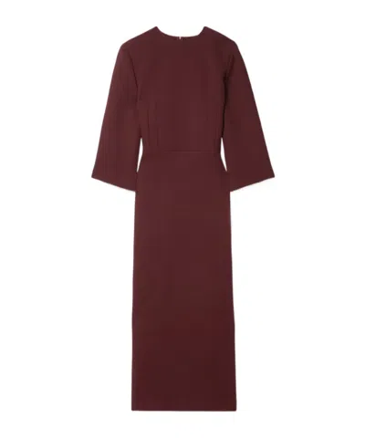 The Row Jery Wool And Silk-blend Crepe Maxi Dress In Burgundy