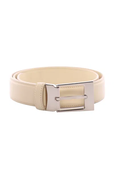 The Row Jewel Leather Belt In White