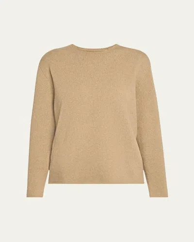 The Row Jhaio Long Sleeve Wool Top In Beige Melange
