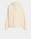 The Row Jilly Leather Zip Hooded Jacket In Off White