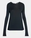 The Row Jipin Boat-neck Silk Knit Top In Deep Blue
