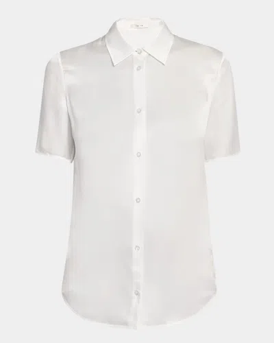 The Row Jiselle Oversized Short-sleeve Linen Top In Black
