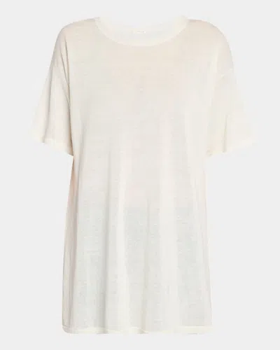 The Row Jiselle Oversized Short-sleeve Linen Top In White