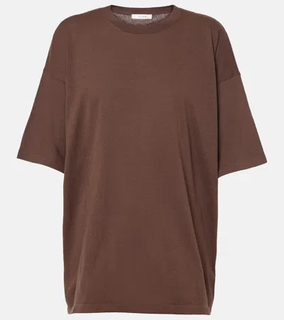 The Row Jockton Silk T-shirt In Brown
