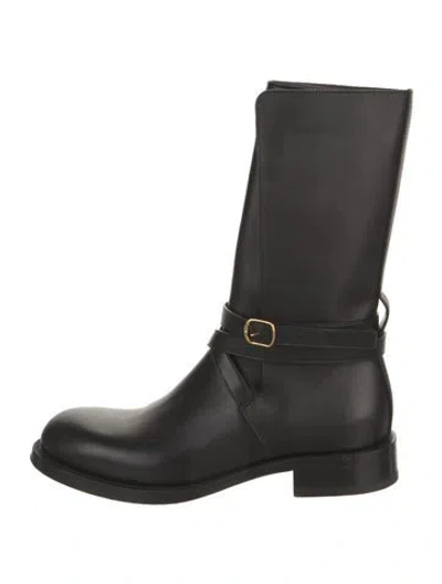 Pre-owned The Row Jodhpur Leather Moto Boots In Black