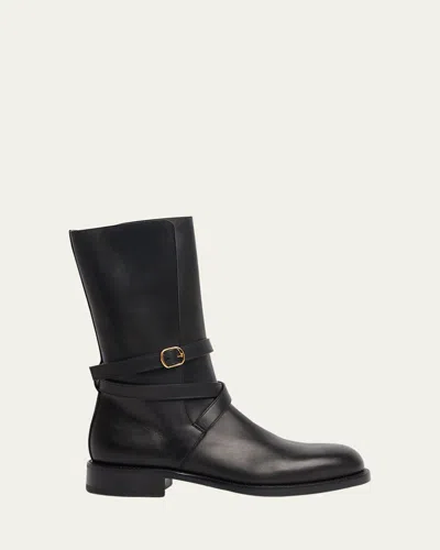 The Row Jodhpur Strappy Boots In Black