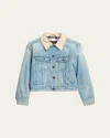 The Row Joras Crop Denim Jacket With Corduroy Collar In Blue