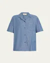 The Row Jorge Chambray Twill Camp Shirt In Blue