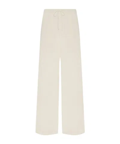 The Row Gala Silk-linen Straight-leg Pants In Pearl Grey