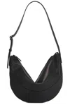 The Row Jouve Lux Fine Grain Shoulder Bag In Black Ans
