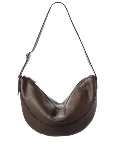The Row Jouve Leather Hobo Bag In Brown