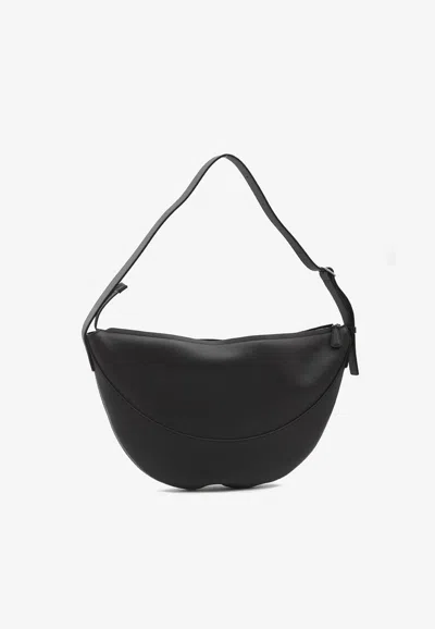 The Row Jouve Leather Shoulder Bag In Black