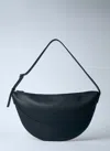 The Row Jouve Crescent Leather Shoulder Bag In Black