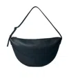 The Row Jouve Crescent Leather Shoulder Bag In Black
