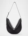 The Row Jouve Crescent Leather Shoulder Bag In Black