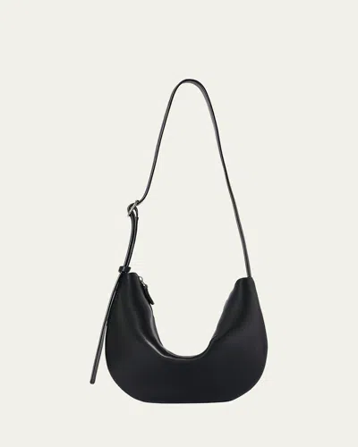 The Row Jouvette Crescent Crossbody Bag In Leather In Black
