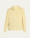 The Row Jovani Polo Long-sleeve Silk Top In Pale Yellow