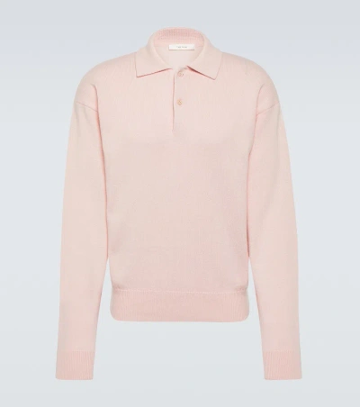 The Row Joyce Cotton And Cashmere Polo Sweater In Pink