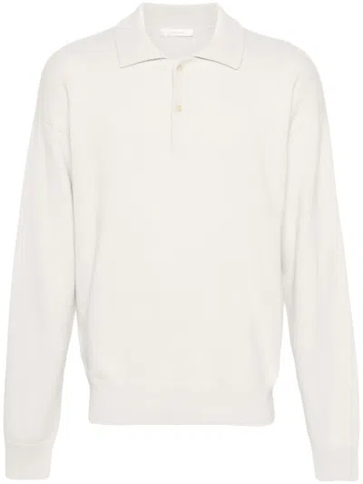 The Row Joyce Long-sleeve Polo Jumper In Neutrals