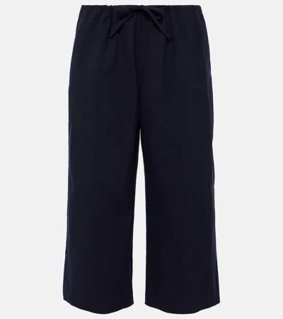 The Row Jubin Cropped Poplin Wide-leg Trousers In Black