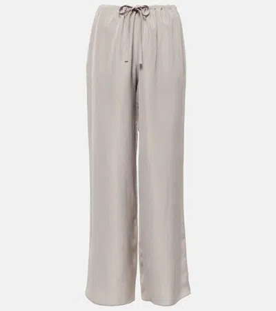 The Row Jugi Mid-rise Silk Wide-leg Pants In Beige