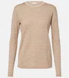 The Row Juhi Striped Cotton And Cashmere Sweater In Beige