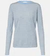 The Row Juhi Striped Cotton And Cashmere Sweater In Blue