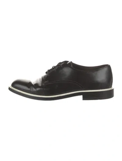 Pre-owned The Row Jules Leather Oxfords In Black