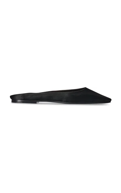 The Row June Satin Mules In Black