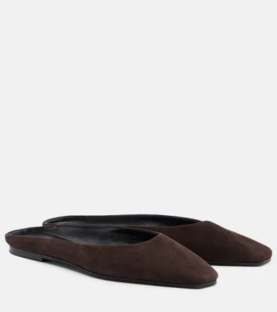 The Row June Suede Mules In Animal Print