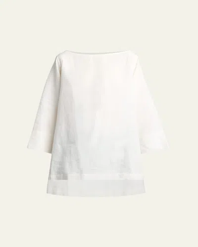 The Row Junia Boat-neck Linen Top In White
