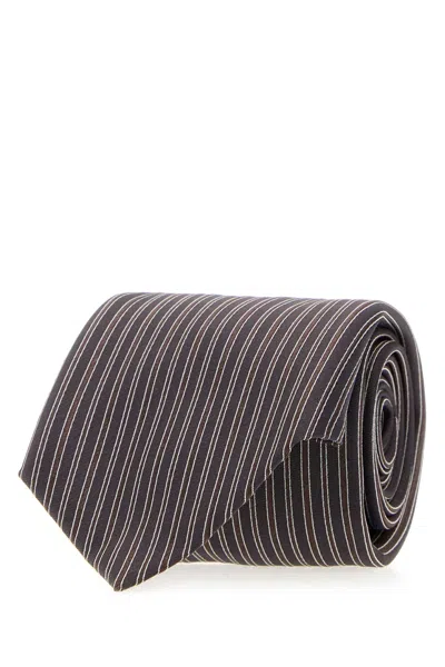 The Row Embroidered Silk Tie In Gray