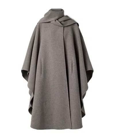 The Row Justino Scarf-detailed Cape-effect Wool Coat In Multi