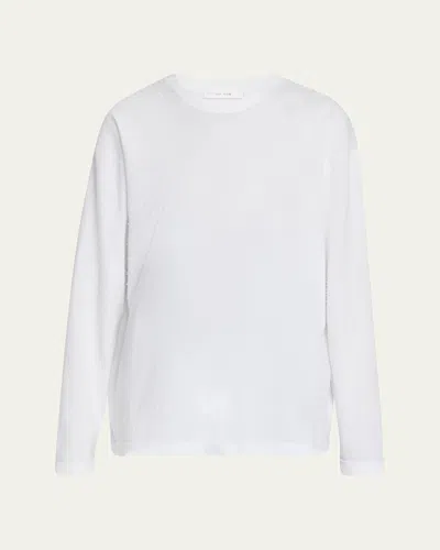 The Row Kabira Textured Cotton Long-sleeve T-shirt In White