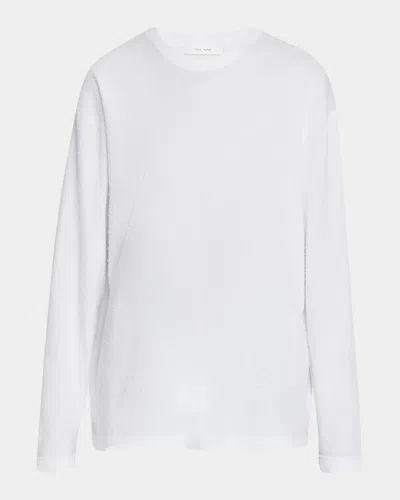 The Row Kabira Textured Cotton Long-sleeve T-shirt In White