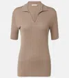 The Row Ribbed Knit Collar Top In Brown