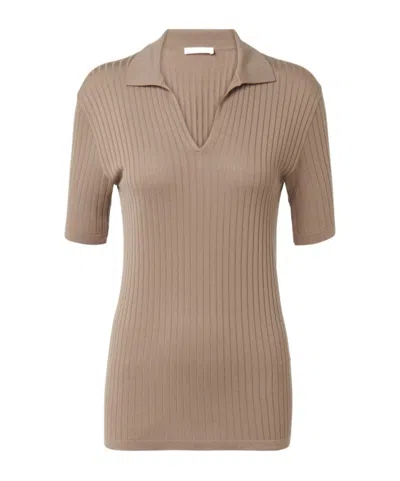 The Row Kaiomi Ribbed Short-sleeve Top In Brown