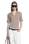 The Row Kaiomi Polo Top In Silk And Viscose In Brown