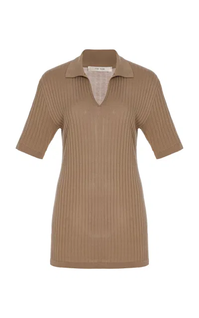 THE ROW KAIOMI RIBBED-KNIT POLO TOP