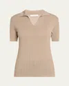 The Row Kaiomi Polo Top In Silk And Viscose In Brown