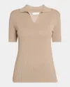 The Row Kaiomi Polo Top In Silk And Viscose In Sand