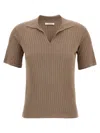 The Row Ribbed Knit Collar Top In Neutral