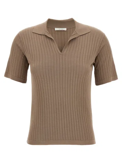 The Row Kaiomi Ribbed Short-sleeve Top In Brown