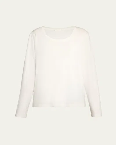 The Row Kalto Scoop-neck Cotton Jersey Long-sleeve T-shirt In White