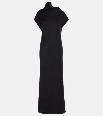 The Row Kamil Paneled Cashmere Gown In Black